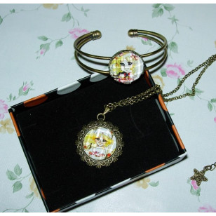 Candy Candy キャンディ・キャンディ Candice White Ardlay Cabochon Bronze Necklace and Bracelet Set